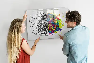 Pizarra de cristal magnética borrable diseño abstracción del cerebro