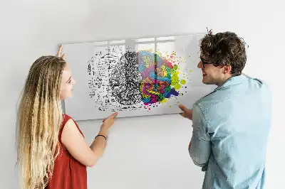 Pizarra de cristal magnética borrable diseño abstracción del cerebro