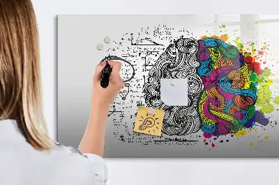Pizarra de cristal magnética borrable diseño abstracción del cerebro