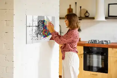Pizarra de cristal magnética borrable diseño abstracción del cerebro