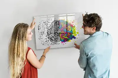 Pizarra de cristal magnética borrable diseño abstracción del cerebro