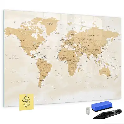Mapa del mundo político pizarra magnética de pared con rotulador
