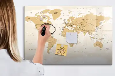 Mapa del mundo político pizarra magnética de pared con rotulador
