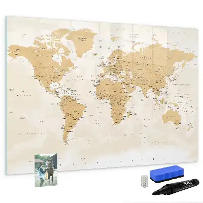 Mapa del mundo político pizarra magnética de pared con rotulador