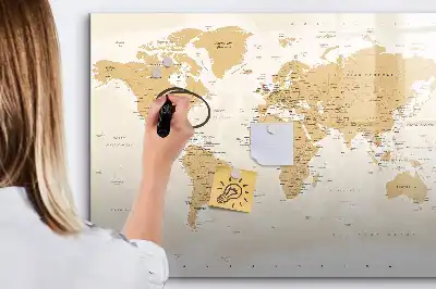 Mapa del mundo político pizarra magnética de pared con rotulador