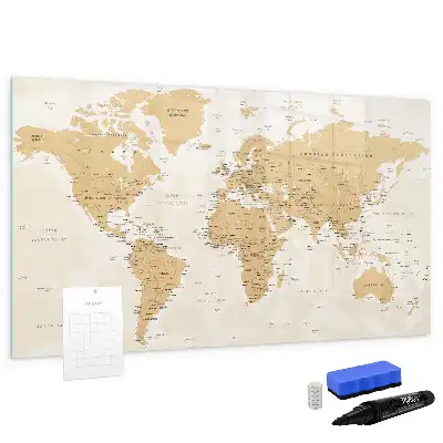 Mapa del mundo político pizarra magnética de pared con rotulador