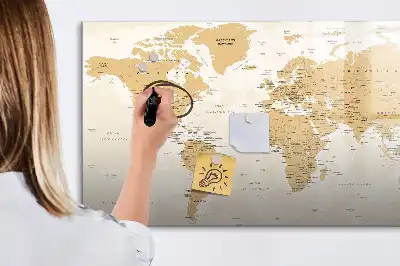 Mapa del mundo político pizarra magnética de pared con rotulador
