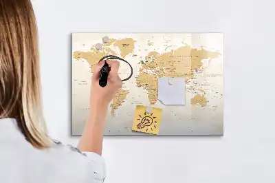 Mapa del mundo político pizarra magnética de pared con rotulador