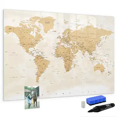 Mapa del mundo político pizarra magnética de pared con rotulador