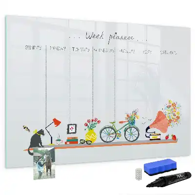 Planificador semanal de pared pizarra magnética con rotulador