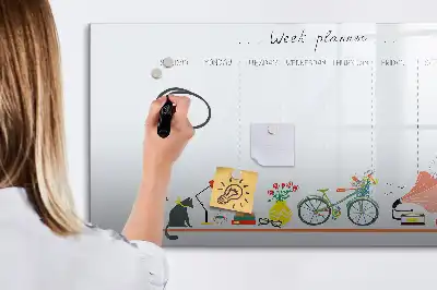 Planificador semanal de pared pizarra magnética con rotulador