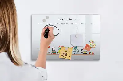 Planificador semanal de pared pizarra magnética con rotulador
