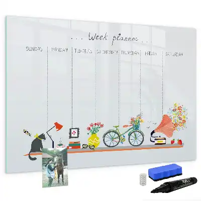 Planificador semanal de pared pizarra magnética con rotulador