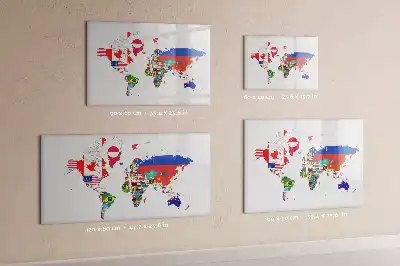 Pizarra magnética de pared con rotulador con diseño de mapa de banderas nacionales