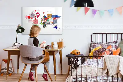 Pizarra magnética de pared con rotulador con diseño de mapa de banderas nacionales