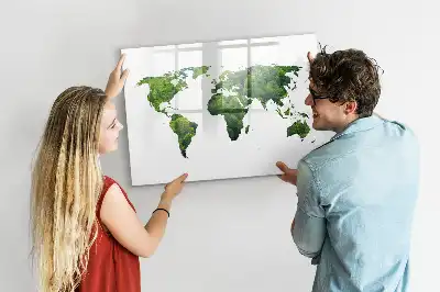 Mapa del mundo ecológico pizarra borrable de cristal con imanes