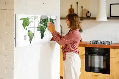 Mapa del mundo ecológico pizarra borrable de cristal con imanes