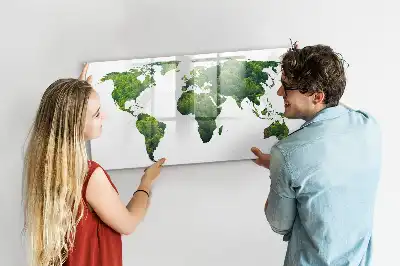 Mapa del mundo ecológico pizarra borrable de cristal con imanes