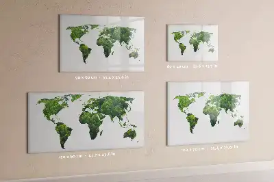 Mapa del mundo ecológico pizarra borrable de cristal con imanes
