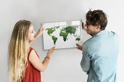 Mapa del mundo ecológico pizarra borrable de cristal con imanes
