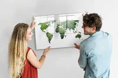 Mapa del mundo ecológico pizarra borrable de cristal con imanes