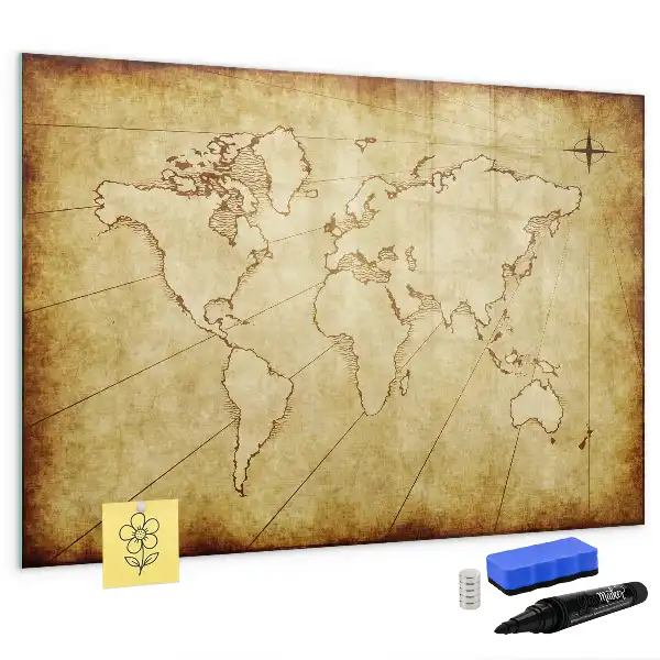 Pizarra de cristal magnética mapa del mundo antiguo