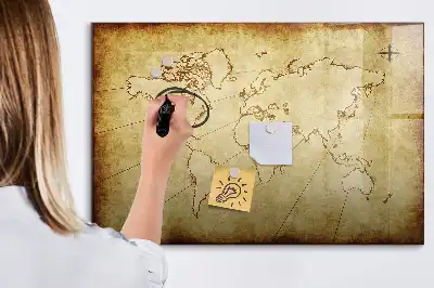 Pizarra de cristal magnética mapa del mundo antiguo