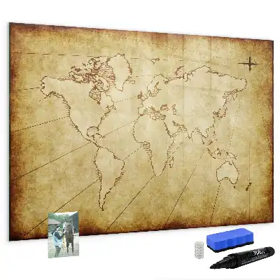 Pizarra de cristal magnética mapa del mundo antiguo