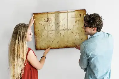 Pizarra de cristal magnética mapa del mundo antiguo