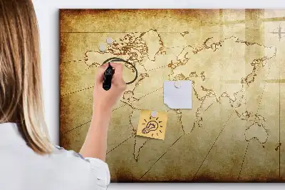 Pizarra de cristal magnética mapa del mundo antiguo