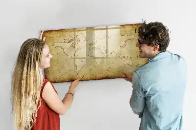 Pizarra de cristal magnética mapa del mundo antiguo