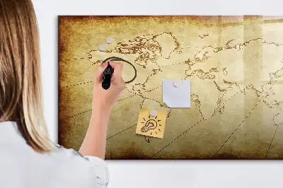 Pizarra de cristal magnética mapa del mundo antiguo