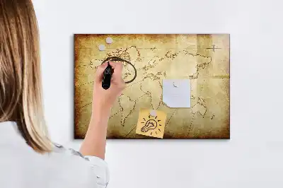 Pizarra de cristal magnética mapa del mundo antiguo