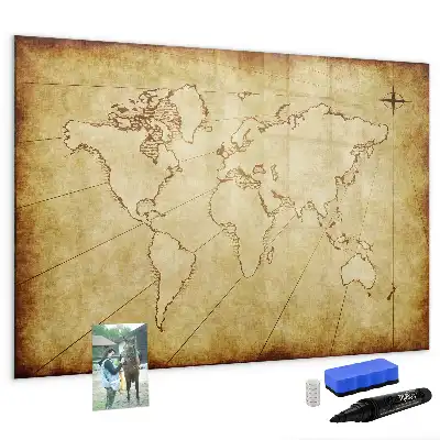 Pizarra de cristal magnética mapa del mundo antiguo