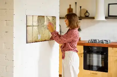 Pizarra de cristal magnética mapa del mundo antiguo