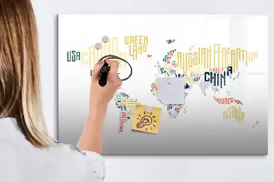 Pizarra magnética de pared diseño con nombres de países e incluye rotulador