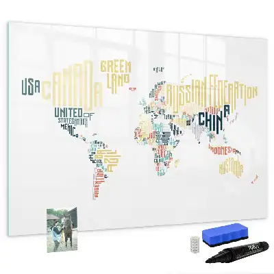 Pizarra magnética de pared diseño con nombres de países e incluye rotulador