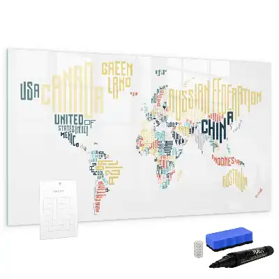 Pizarra magnética de pared diseño con nombres de países e incluye rotulador