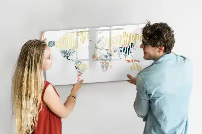 Pizarra magnética de pared diseño con nombres de países e incluye rotulador