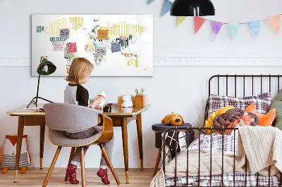 Pizarra magnética de pared diseño con nombres de países e incluye rotulador