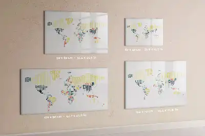Pizarra magnética de pared diseño con nombres de países e incluye rotulador