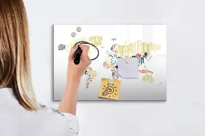 Pizarra magnética de pared diseño con nombres de países e incluye rotulador