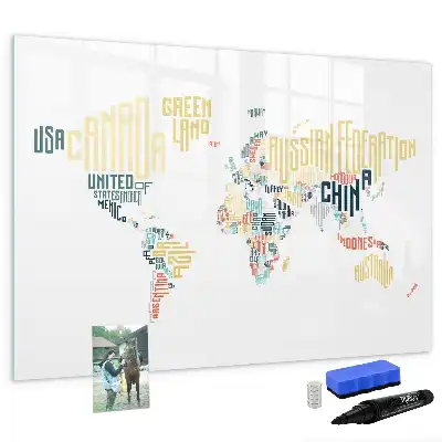 Pizarra magnética de pared diseño con nombres de países e incluye rotulador