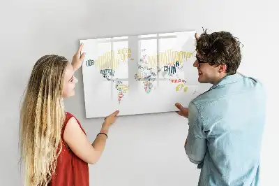 Pizarra magnética de pared diseño con nombres de países e incluye rotulador