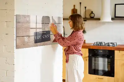 Pizarra borrable de cristal con imanes con diseño de texto ¡Tú puedes!