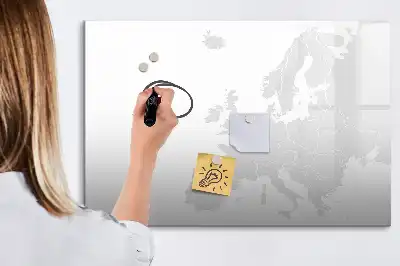 Mapa de Europa pizarra borrable de cristal con imanes