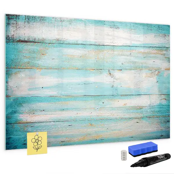 Pizarra magnética de pared en color azul con rotulador