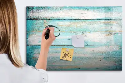 Pizarra magnética de pared en color azul con rotulador