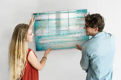 Pizarra magnética de pared en color azul con rotulador
