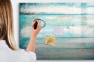 Pizarra magnética de pared en color azul con rotulador